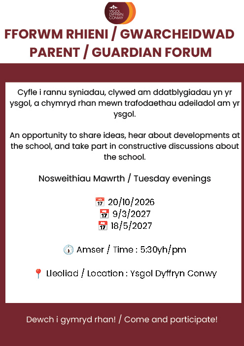 Fforwm Rhieni a Gwarcheidwad poster